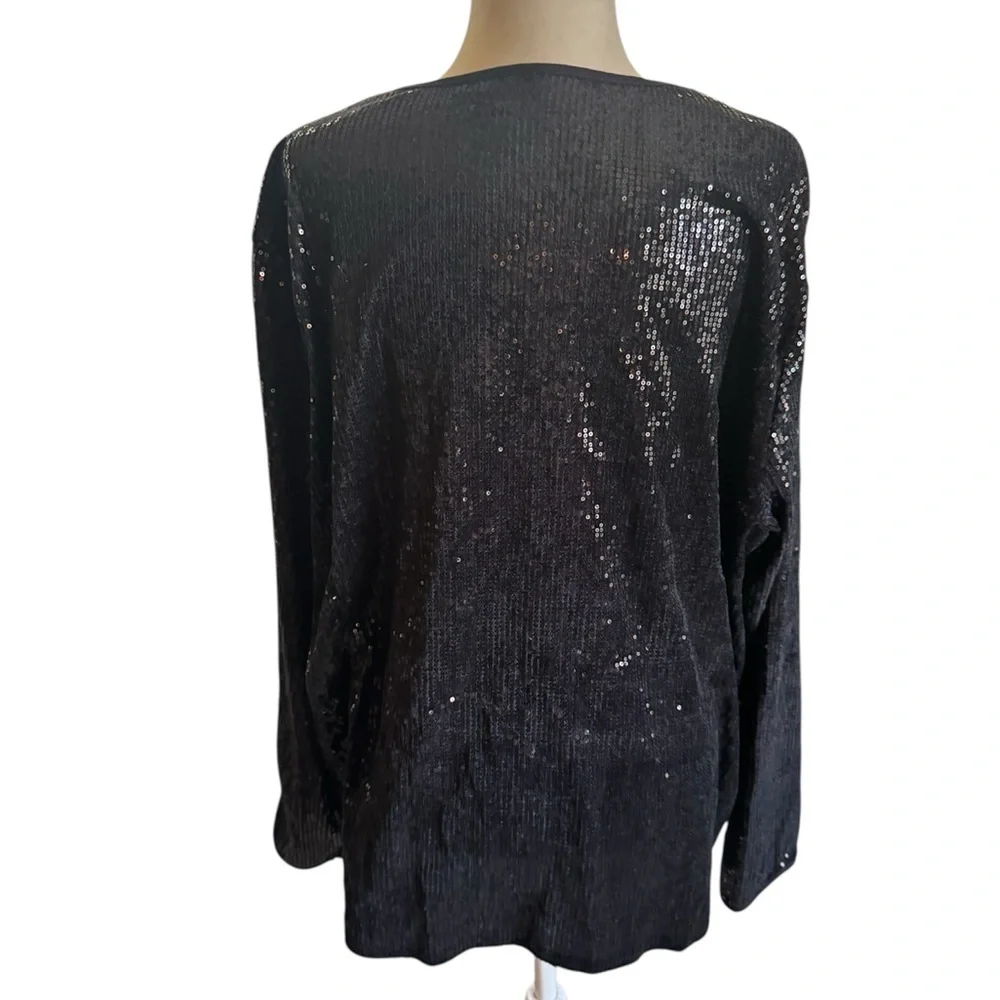 Plus Black Sequin Open Cardigan